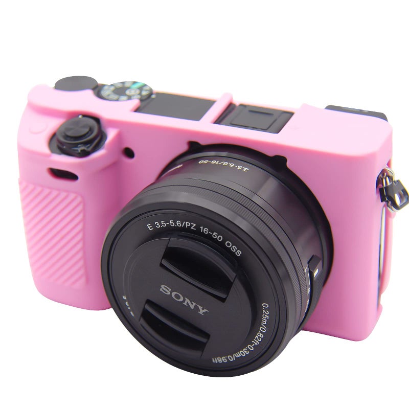 Easy Hood Case for Sony Alpha A6100 A6300 A6400 ILCE-6100 ILCE-6300 ILCE-6400 Digital Camera, Anti-Scratch Soft Silicone Housing Protective Cover Protector Skin (Pink) - Image 1